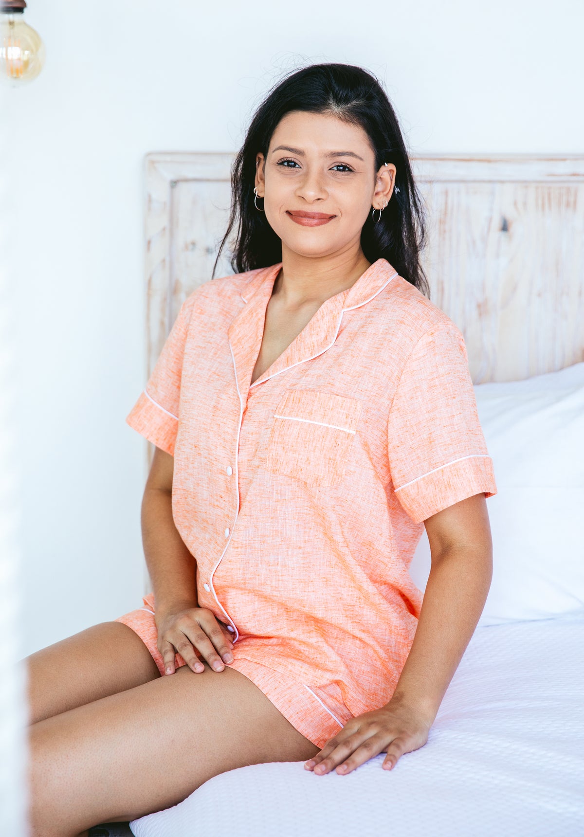 100% Cotton Short Pyjama Set - Orange Melange