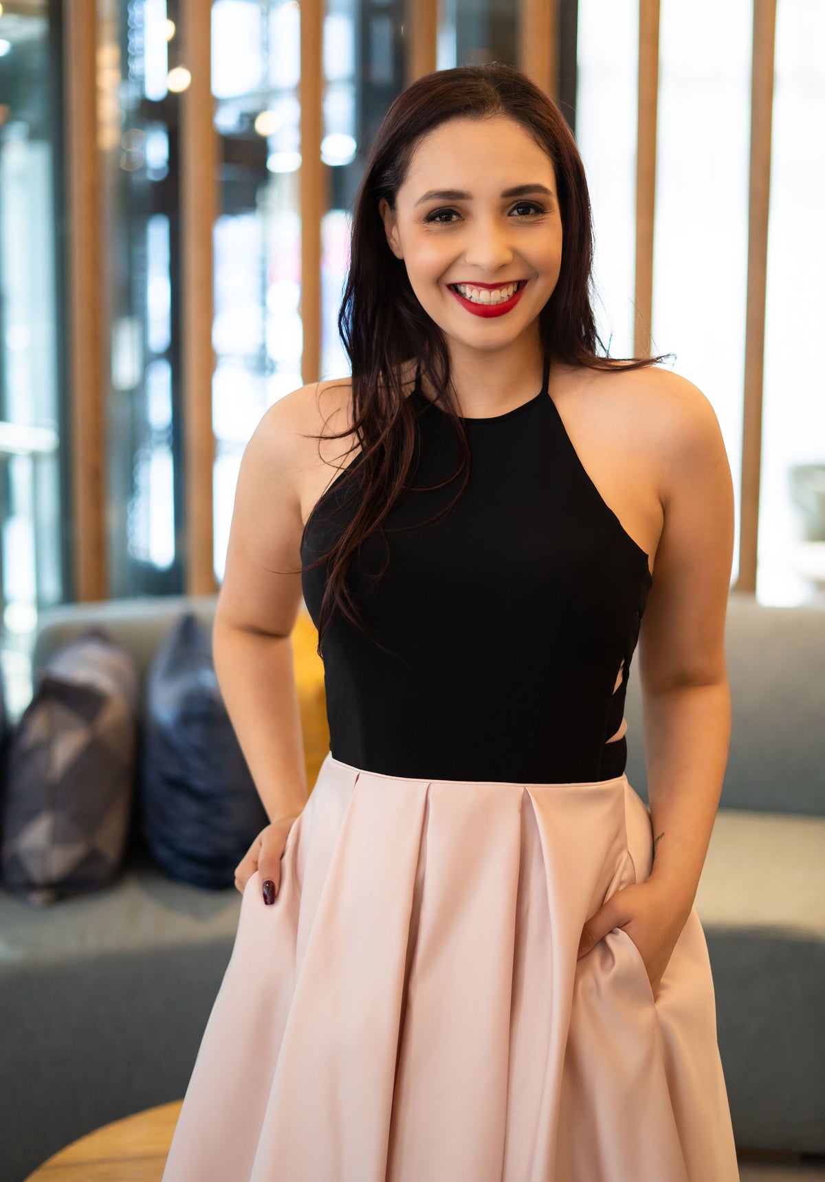 Black Blush Fit and Flare Cocktail Dress