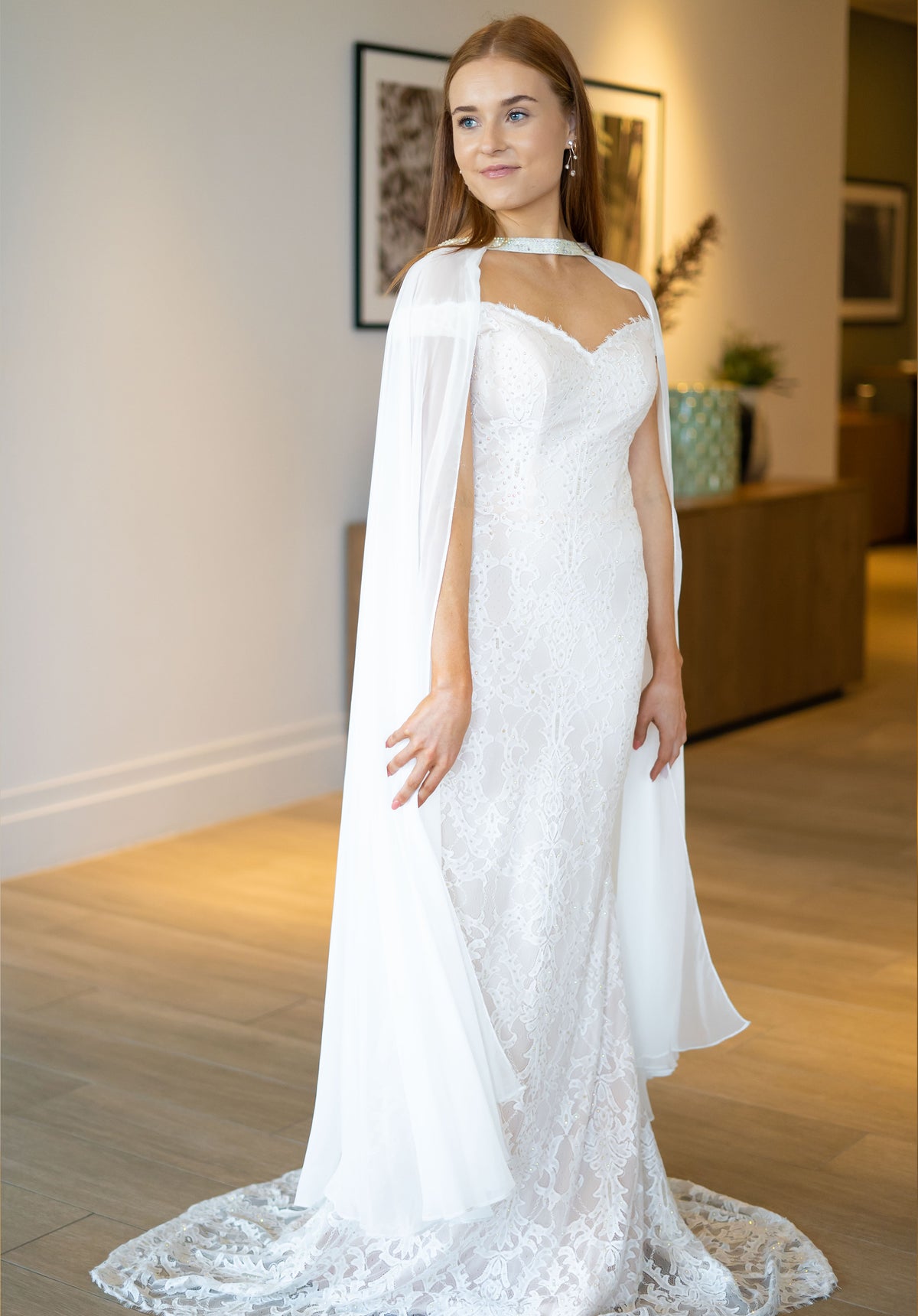 Blush White Lace Bridal Gown