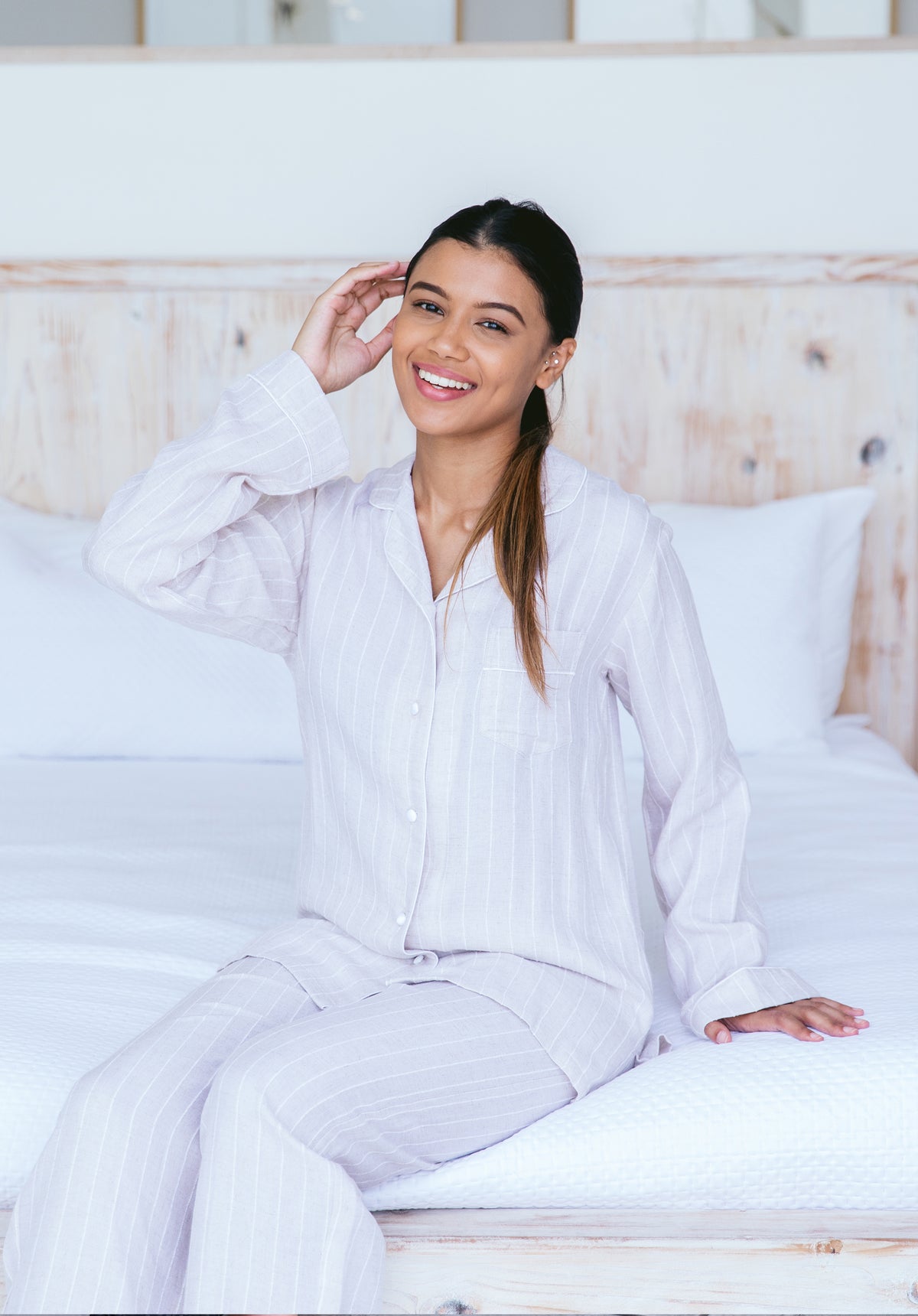 Classic Long Pyjama Set - Natural Linen