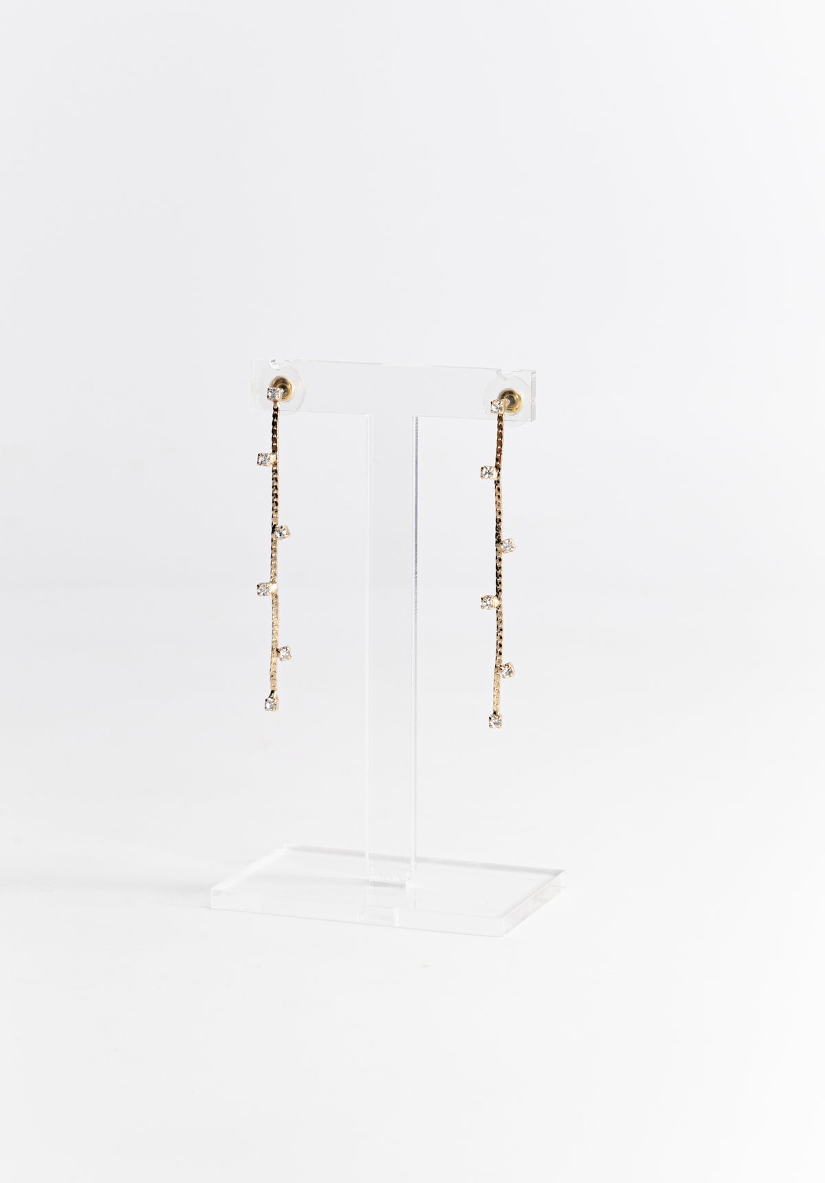 Gold Single Strand Stone Earrings