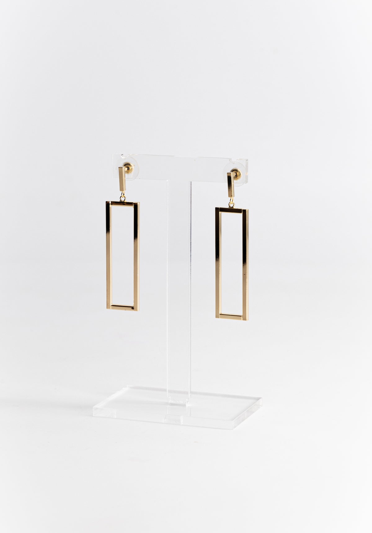 Gold Square Cut Out Drop Earrings