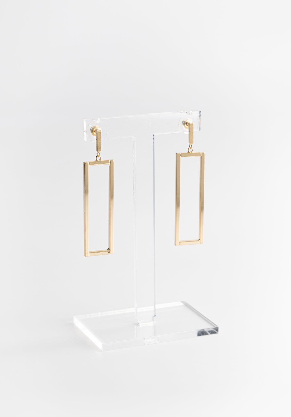 Gold Square Cut Out Drop Earrings