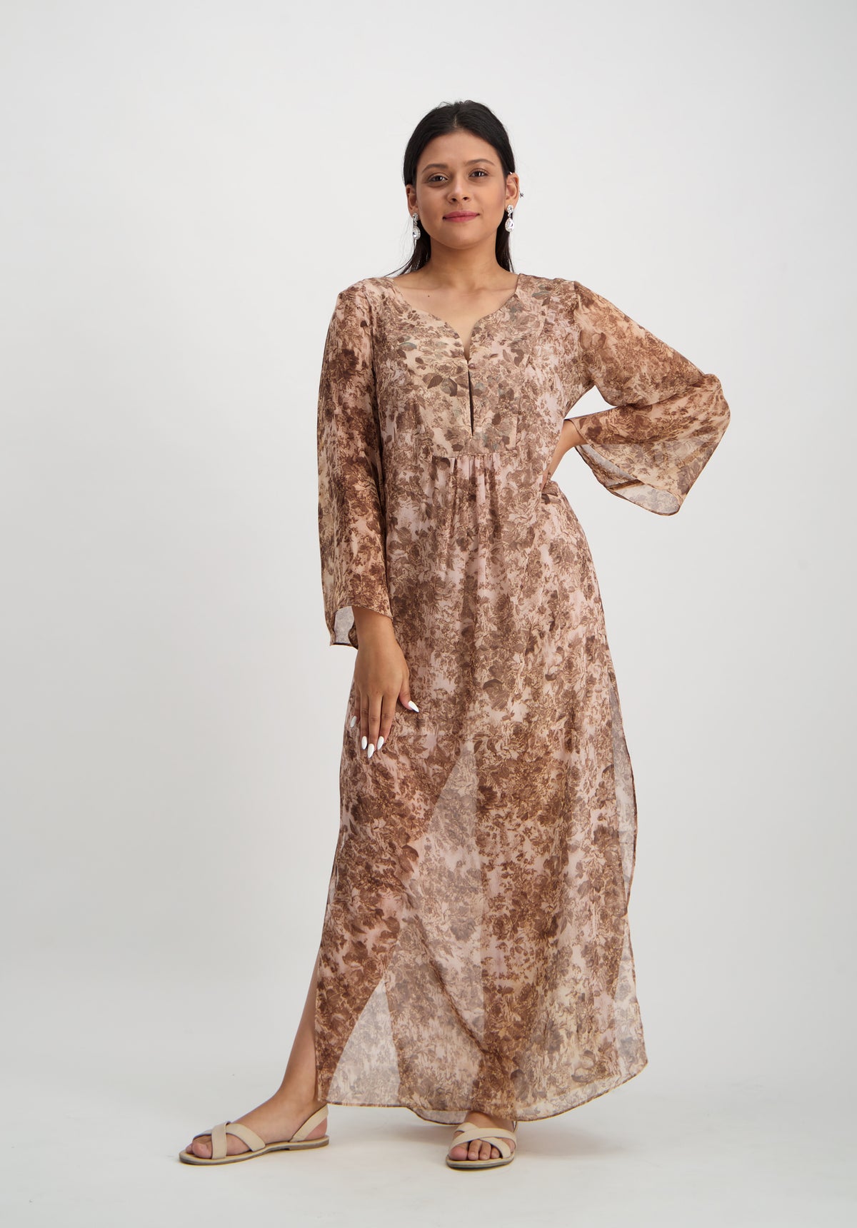 Luxury Kaftan Long Sleeve Dress - Antique Rose