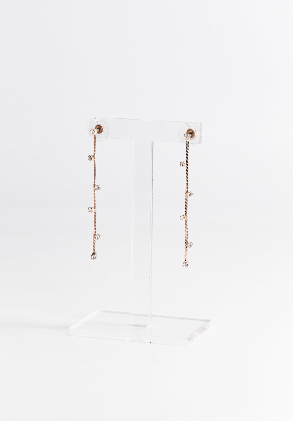 Rose Gold Single Strand Stone Earrings